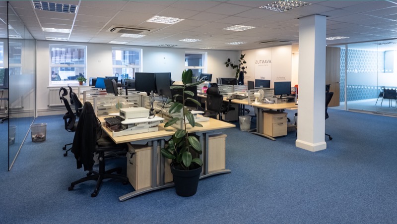 Further open plan office space with glazed partitioning