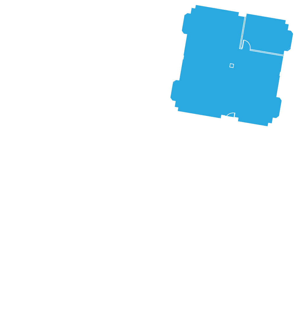 Floor plan of Suite 2, showing the open plan office area, meeting room and kitchen